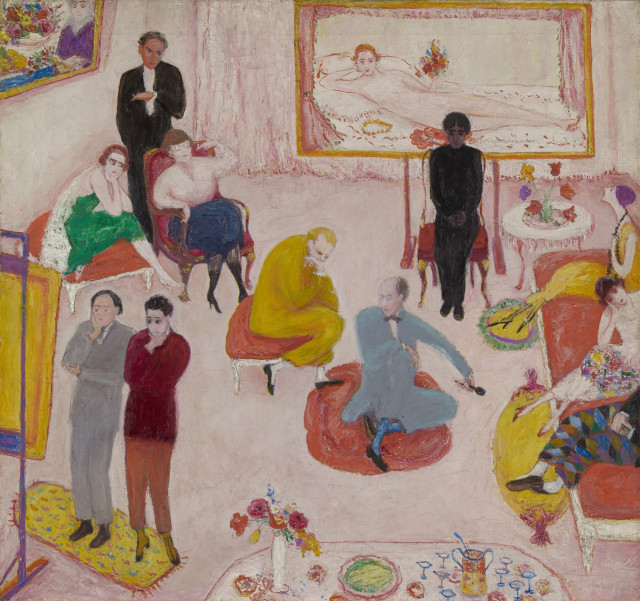 Das Gemälde Studio Party, or Soiree, entstanden zwischen 1917–1919, der New Yorker Malerin Florine Stettheimer. Abgebildet ist eine kunstinteressierte Abendgesellschaft. Eine Figur mit dunkler Hautfarbe sitzt unbehaglich abseits, allerdings unter dem nackten Selbstporträt der Künstlerin. Es handelt sich um Benoy Kumar Sarkar (1887–1949), der ein wichtiger Vordenker des indischen Nationalismus werden würde.